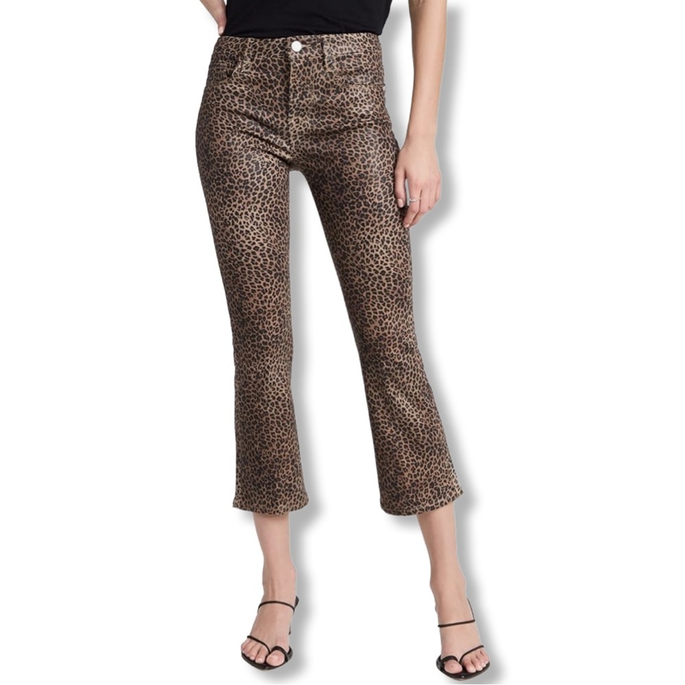 Frame Le Crop Mini Boot Leopard Print Jeans Size 28